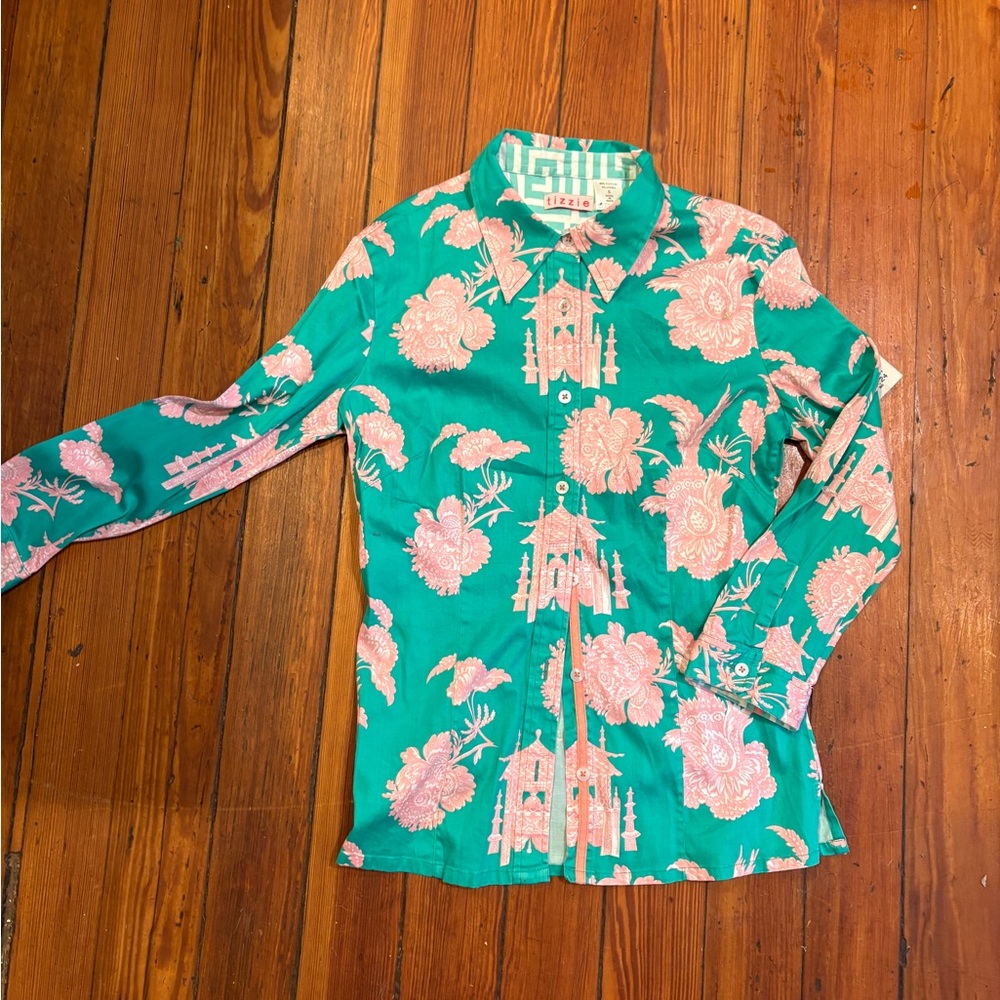 Tizzie Women’s Size Small Cotton Collared Button-Down Top